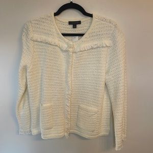 Ann Taylor Off-White Knit Button Down Cardigan - Size L